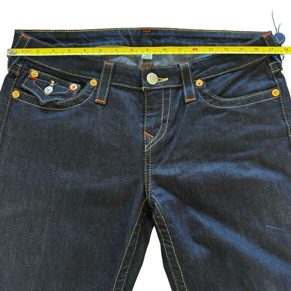 True Religion Boot Cut Mid Rise Dark Wash Denim Jeans Size 32 With Pocket Flaps - Picture 14 of 14